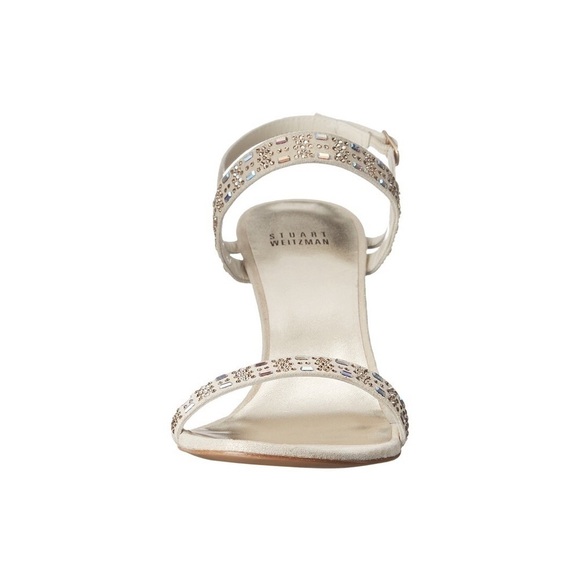 đź’•STUART WEITZMANđź’• Fireplace Sandal Ankle Strap Heels Light Gold Jewels 9.5 - Picture 4 of 16